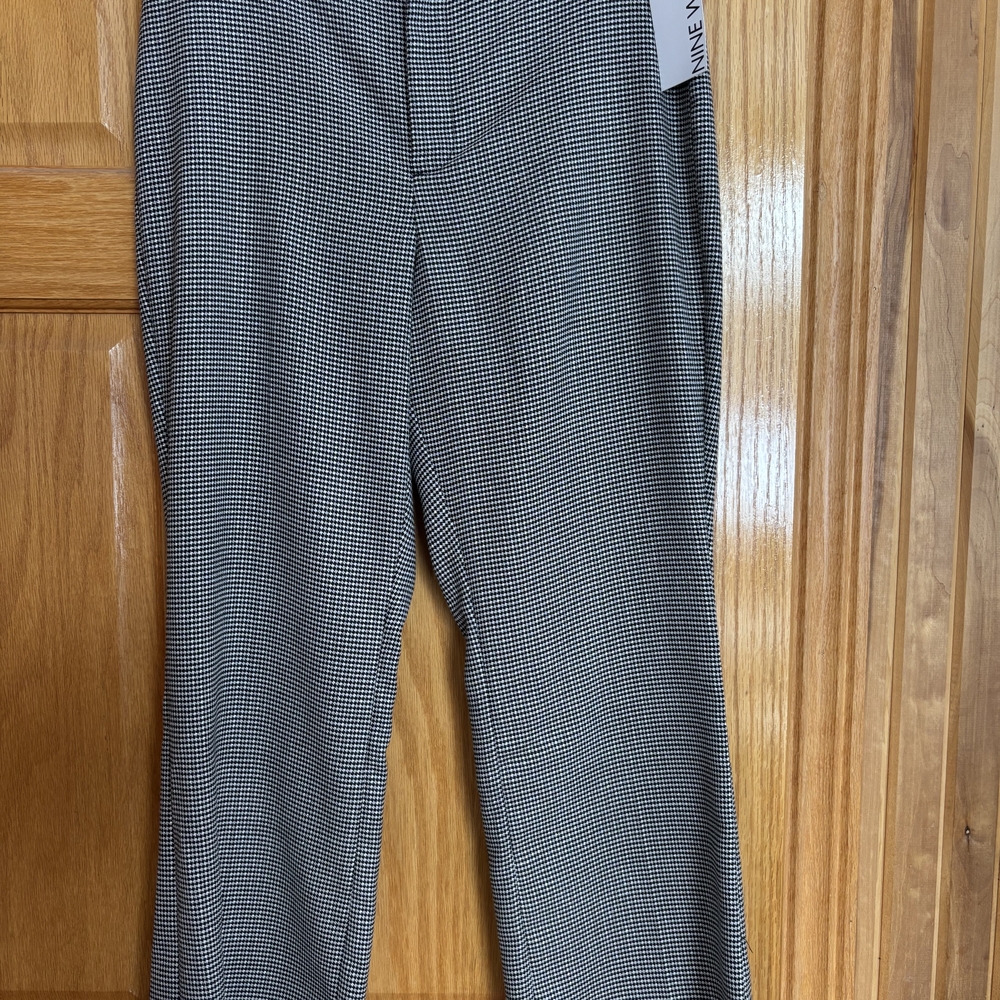 Nine West Women's Elegant Black and White Checkered Kick Flare Pants
